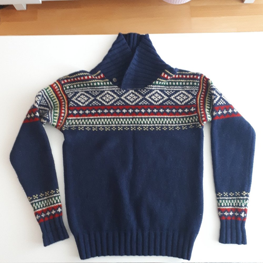 Polo by Ralph Lauren Fisherman Norwegian Cashmere Wool Knit Shawl Sweater